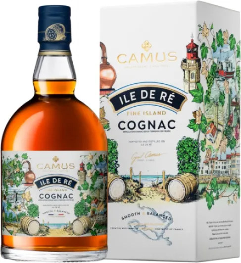 Brandy Cognac Île de Ré Fine Island Nouveau Pack avec coffret - 70cl 40° - Maison Indépendante Depuis 1863 - Un Cognac avec un profil de goût marin unique et distinctif, 700 milliliters