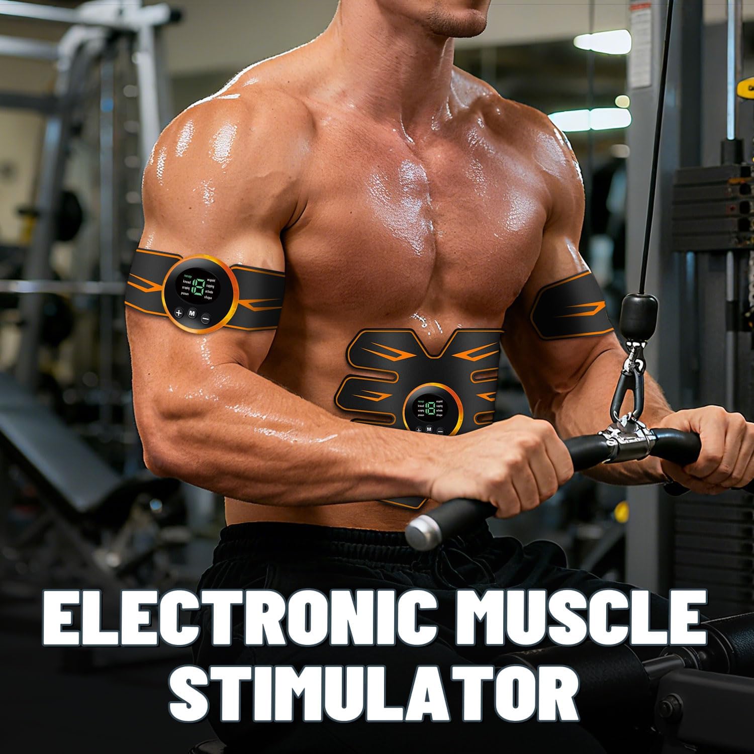 Stimulateur Musculaire EMS, Ceinture Abdominale Électrostimulation, 8 Modes 19 Niveaux, Appareil de Musculation pour Abdomen/Bras/Jambes, Femme Homme