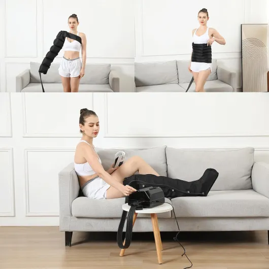 Bottes Pressothérapie, Jambes Lourdes Et Douloureuses, Botte Pressothérapie Lymphatique, Pressotherapie Jambes Et Ventre Et Bras, Jambes, Taille, Machine De Massage pour Soulager Douleur 2 Jambes + 2 Bras + Taille B