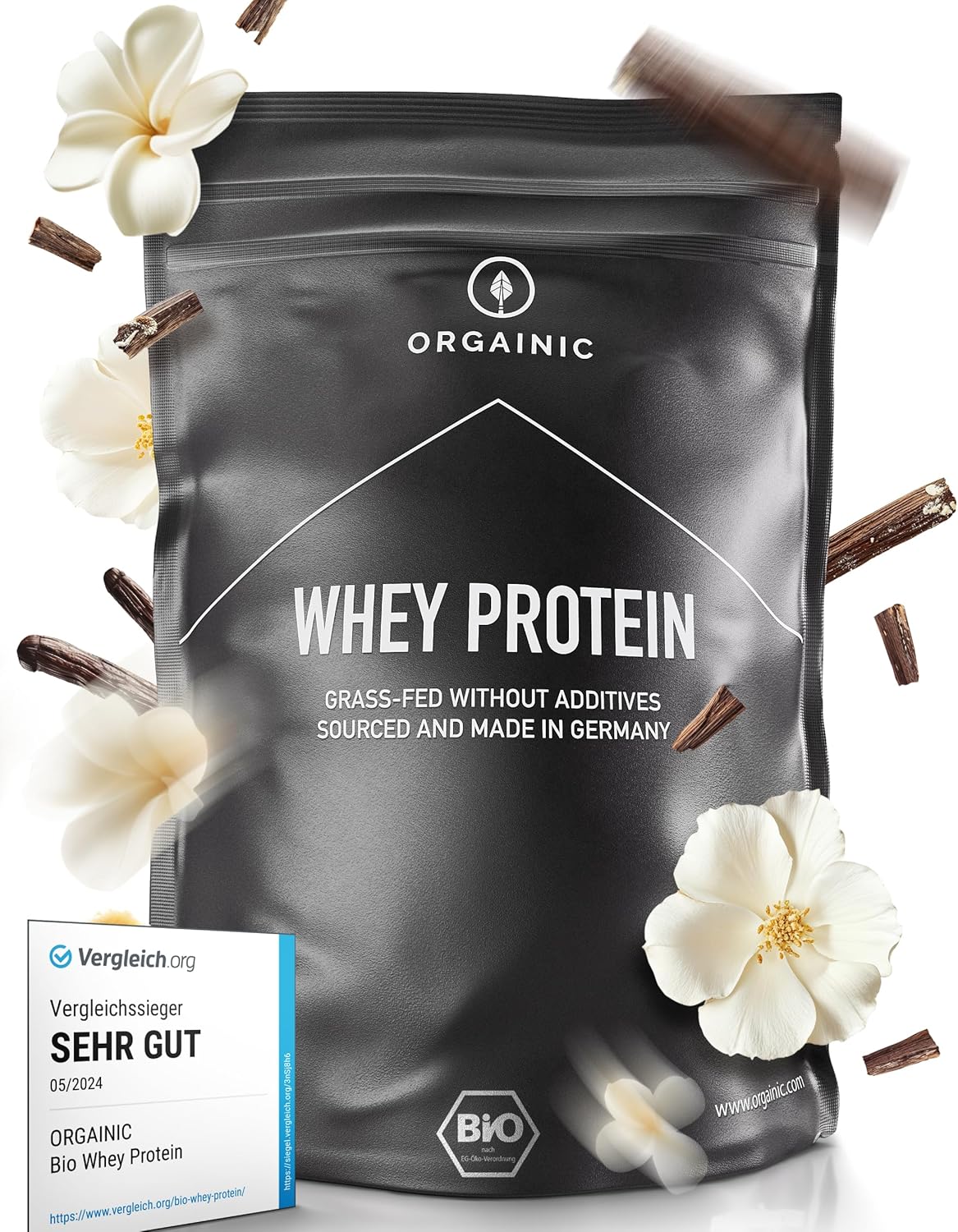 Protéine Whey - Whey de Vaches Nourries à l'Herbe - Contient des Acides Aminés Essentiels et non-Essentiels et BCAA pour la Prise de Muscle - Traité à Froid, sans OGM - 1000g, Fraise