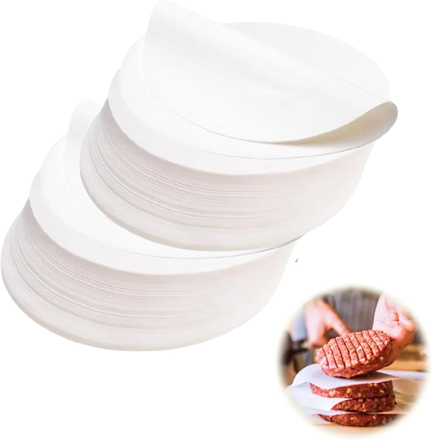 Hugwish 1000 pcs papier steak haché Rond 11 cm pour presse steak haché Ø 11 cm, papier sulfurisé 11cm pour presse steak haché machine steak haché (1000, 11cm) 11cm 1000