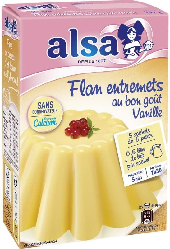 ALSA - Préparation Flan Entremets Vanille - Délicieuse douceur pâtissière en 192g - Le Lot De 4