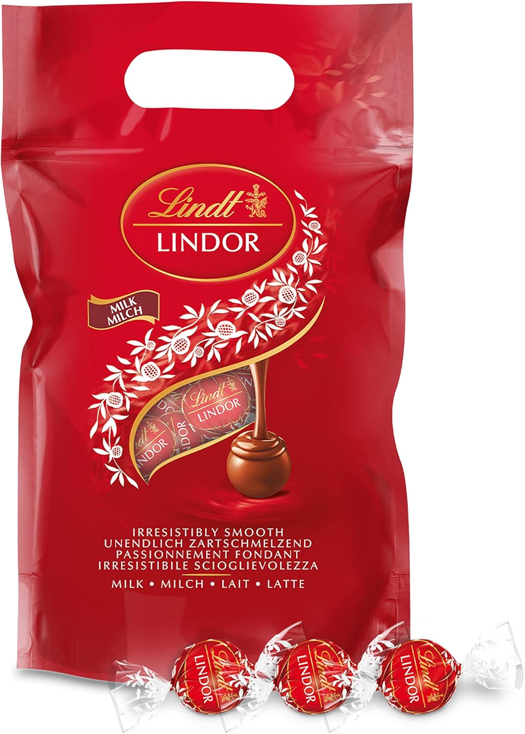 Sachet Grand format LINDOR - Chocolat au Lait - Cœur Fondant, 1kg