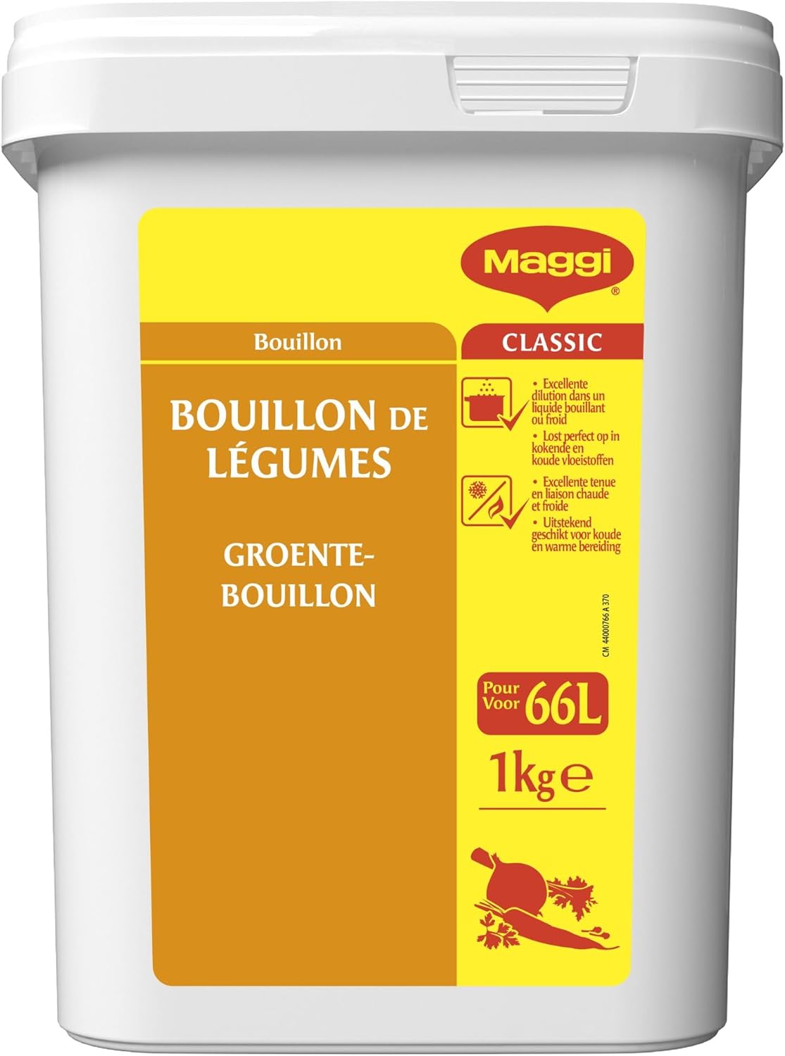 PROFESSIONAL Bouillon de Légumes - Bouillon Déshydraté - Bouillons , Sauces - Convient à un régime végétarien - Boîte de 1kg pour 66L de Bouillon de Légumes Bouillon Légumes 1 kg