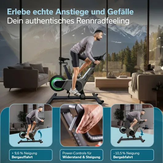 Vélo de biking Bike Indoor Kliva 500-S / 800-S - Vélo spinning SMART avec LED, inclinaison réglable 16 niveaux, frein magnétique à 32 niveaux, 3 prog, Kinomap, max 150KG Kliva 500-S / 500W