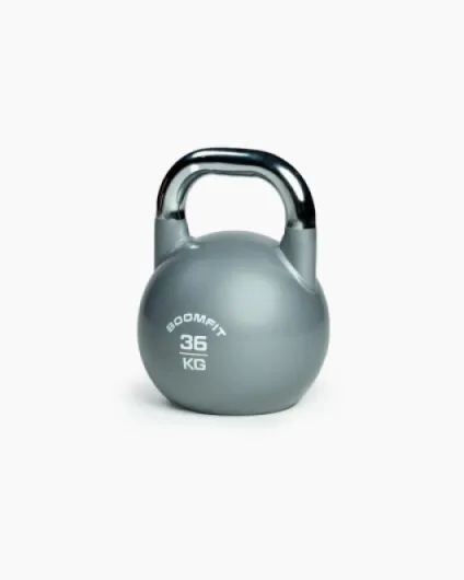 BOOMFIT Kettlebell de Compétition 4-40kg - Poids Musculation Kettlebell - Haltere Musculation pour Cross Training et Sport Maison - Acier Allié - Équipement Pro pour Homme et Femme Gris 1 x 36 kg