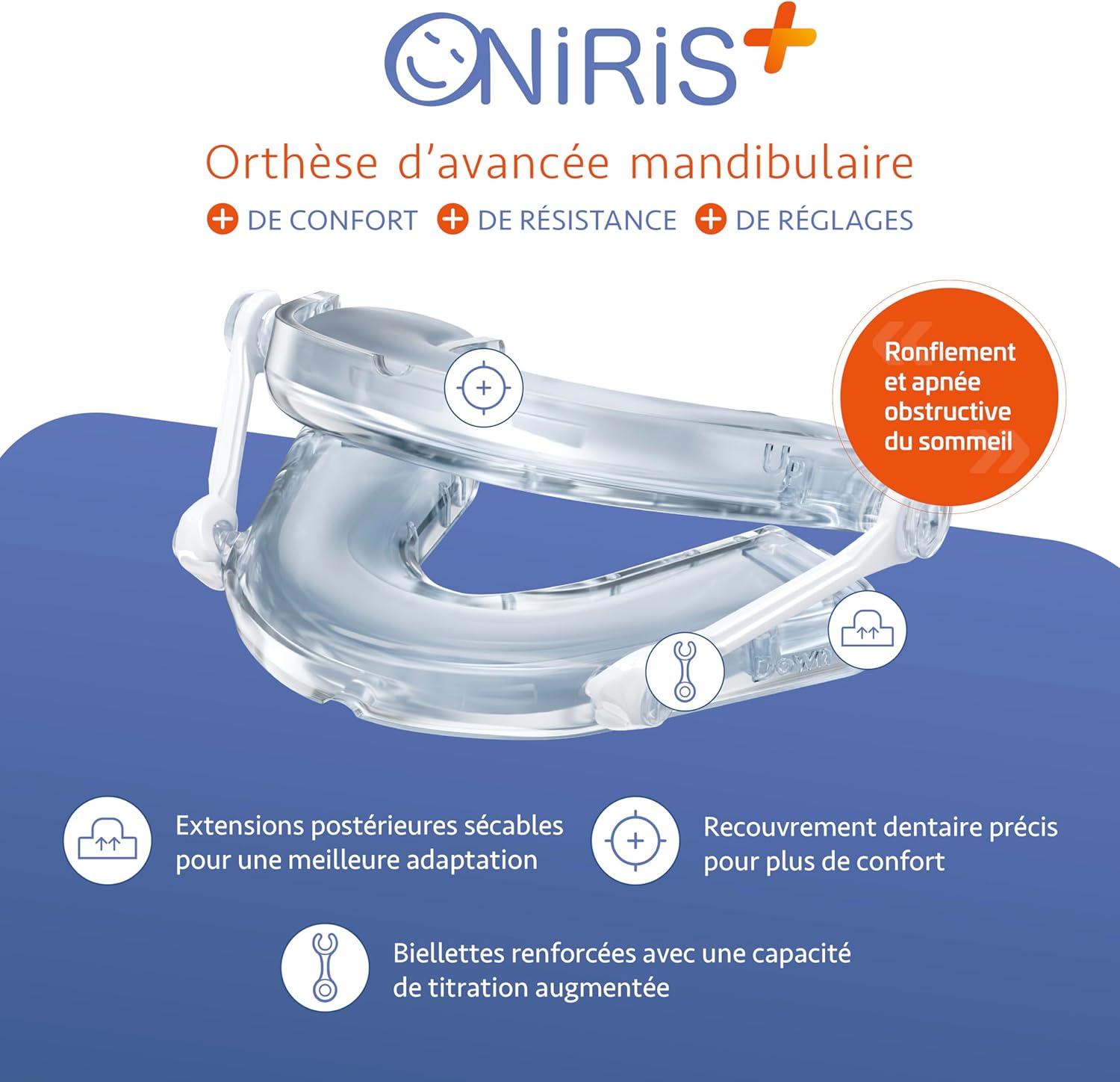 + Orthèse Anti Ronflement - Validé Cliniquement pour l Apnée Du Sommeil - Made in France - Gouttière dentaire - Orthèse d avancée Mandibulaire – Agit sur les causes d’un Mauvais Sommeil.