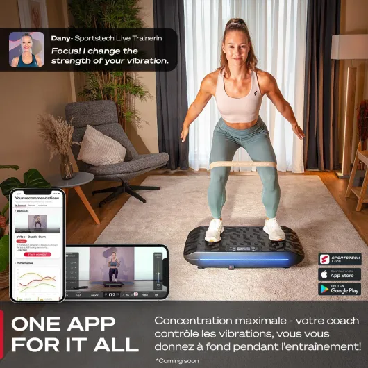 SVibe, Plaque Vibrante 4D Maison, 99 Niveaux, avec 1 an d'App STL Incluse, LED Intelligente, Ultra Silencieuse, Design Hexagonal Élégant, Massage, Entraînement Abdos Jambes Fessiers, App