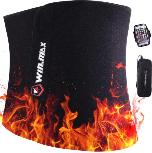 WIN.MAX Ceinture de Sudation,Ceinture Sudation Homme et Femme,Ceinture Abdominale Néoprène,Fitness Sauna Ceinture Noir M(8"X 41")