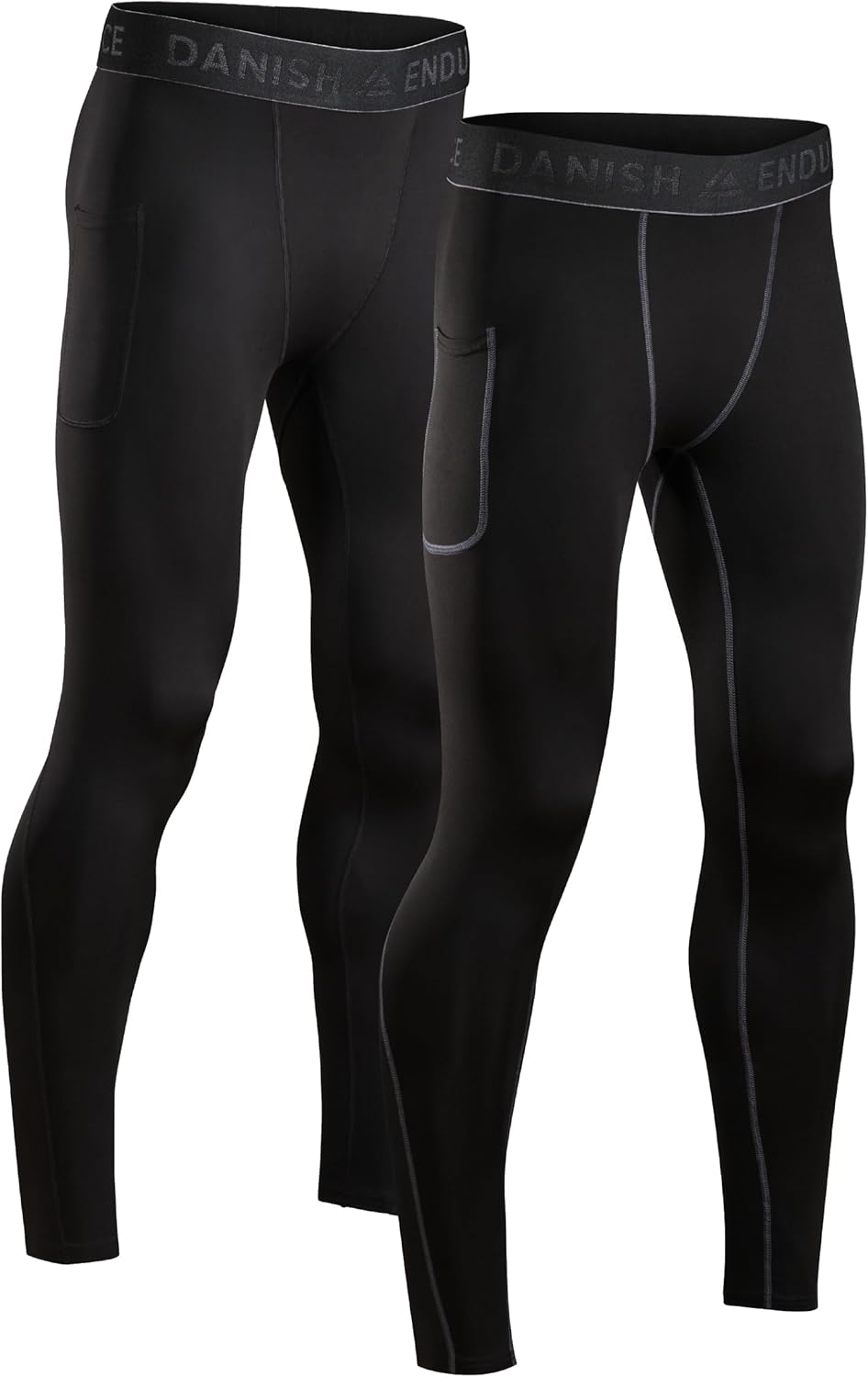 Collants de Compression Homme, Pantalon Anti-Frottements, Sport & Running, Lot de 2 L Multicouleurs (1x Noir, 1x Noir/Gris)