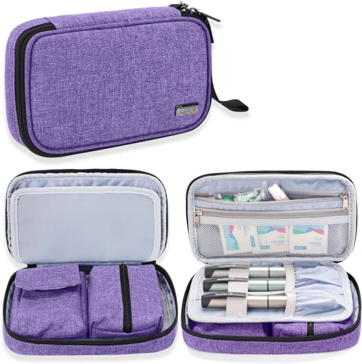 Sac pour Diabétique, Sac de Rangement pour Lecteur de glycémie et Autres Fournitures pour diabétiques (Sac Uniquement), Violet