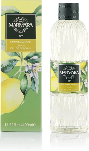 MARMARA Kolonya Citron 400 ml avec boîte - Eau parfumée turque - Aftershave - Eau de Rasage - Eau de Cologne - Eau de Cologne - Eau de Cologne Lemon - 80 alcool 400 ml (Lot de 1)
