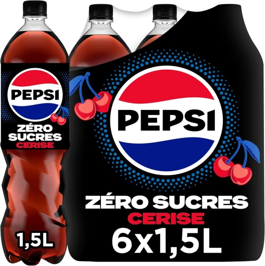 Zéro Sans Sucres Saveur Cerise Bouteille 6 X 1,5L Cherry 1,5L (Lot de 6)