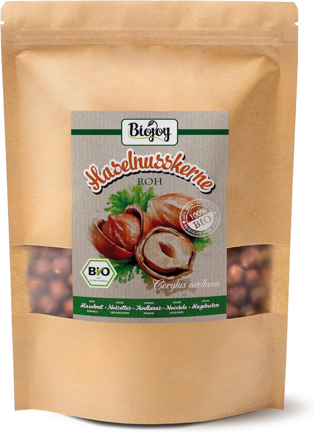 Noisettes décortiquées BIO (1 kg), entières et sans coquille Noisettes décortiquées, crues 1 kg (Lot de 1)