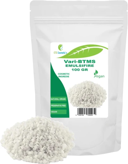 Emulsifiant Vari-btms, 100 gr - Origine naturelle - Utilisation comme ingrédient dans les cosmétiques - Utilisé dans les revitalisants, les shampooings crèmes et les masques capillaires - 100 g (Lot de 1)