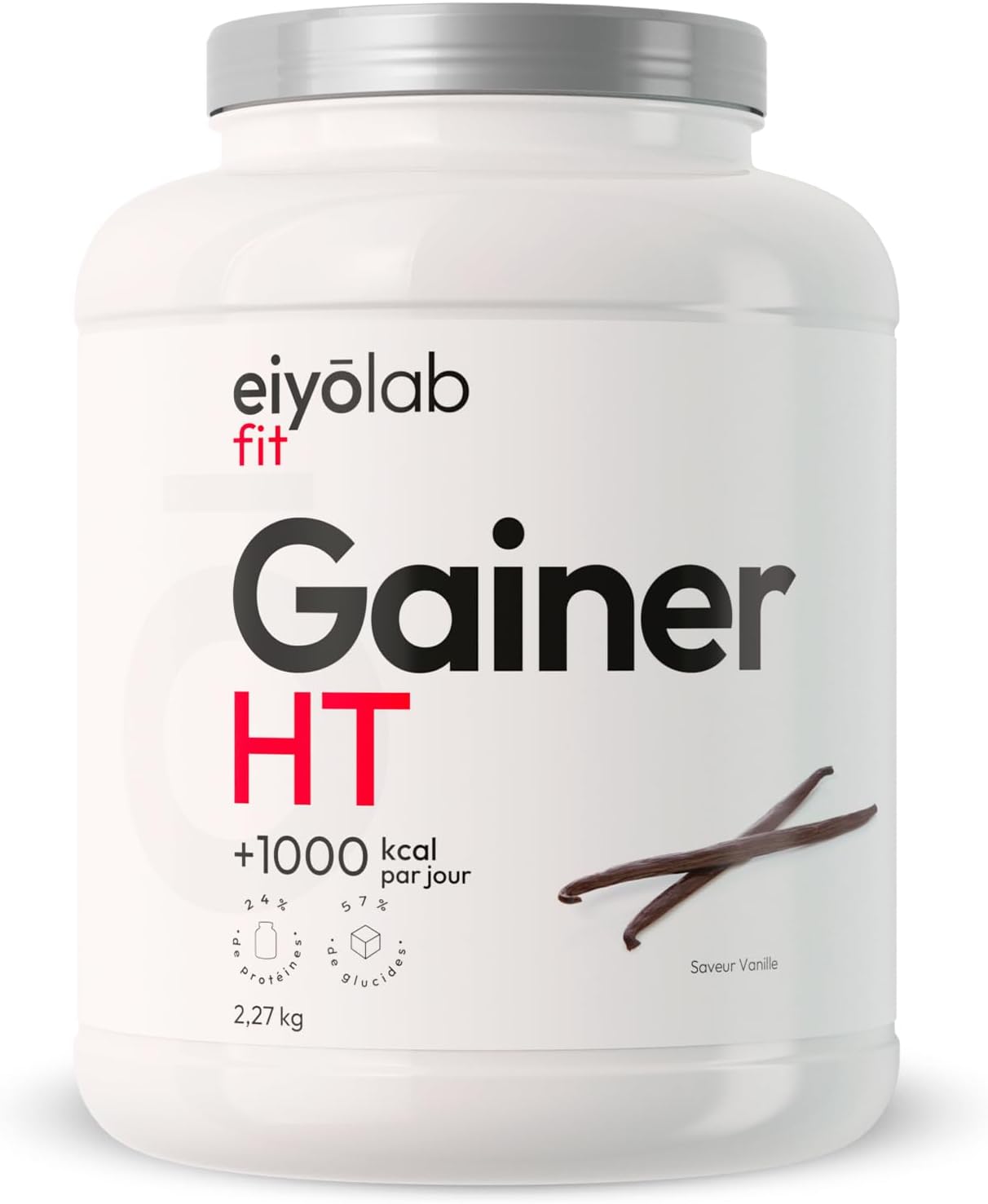 GAINER HT - Proteine Whey + Isolate + Maltodextrine - Gainer Prise de Masse Musculation - 5 Sources de Protéines + 2 Sources de Glucides + MCT - Boisson Shaker Goût Vanille - 2,27kg - Eiyolab Vanille 2.27 kg (Lot de 1)