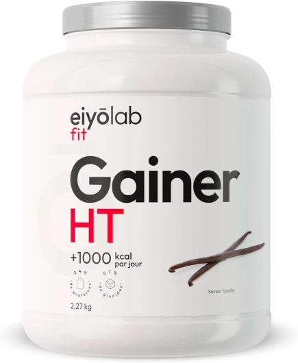 GAINER HT - Proteine Whey + Isolate + Maltodextrine - Gainer Prise de Masse Musculation - 5 Sources de Protéines + 2 Sources de Glucides + MCT - Boisson Shaker Goût Vanille - 2,27kg - Eiyolab Vanille 2.27 kg (Lot de 1)