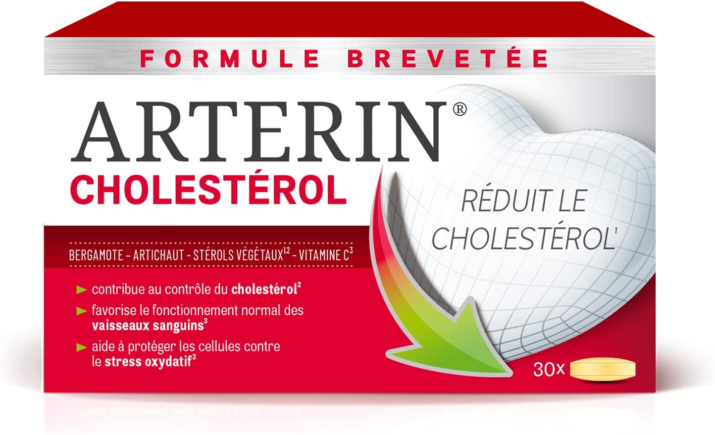 Cholestérol - Complément Alimentaire à base de Plantes, de Stérols Végétaux ajoutés et de Vitamine C - 30 Comprimés 30 Unité (Lot de 1)