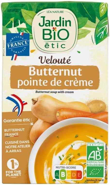 Générique Délice Crémeux Bio de Butternut, Pointe de Crème - 1L - Jardin Bio Etic Soupe Veloutée Biologique et Gourmande aux Vertus Nutritionnelles Une Ex - Le Lot De 3