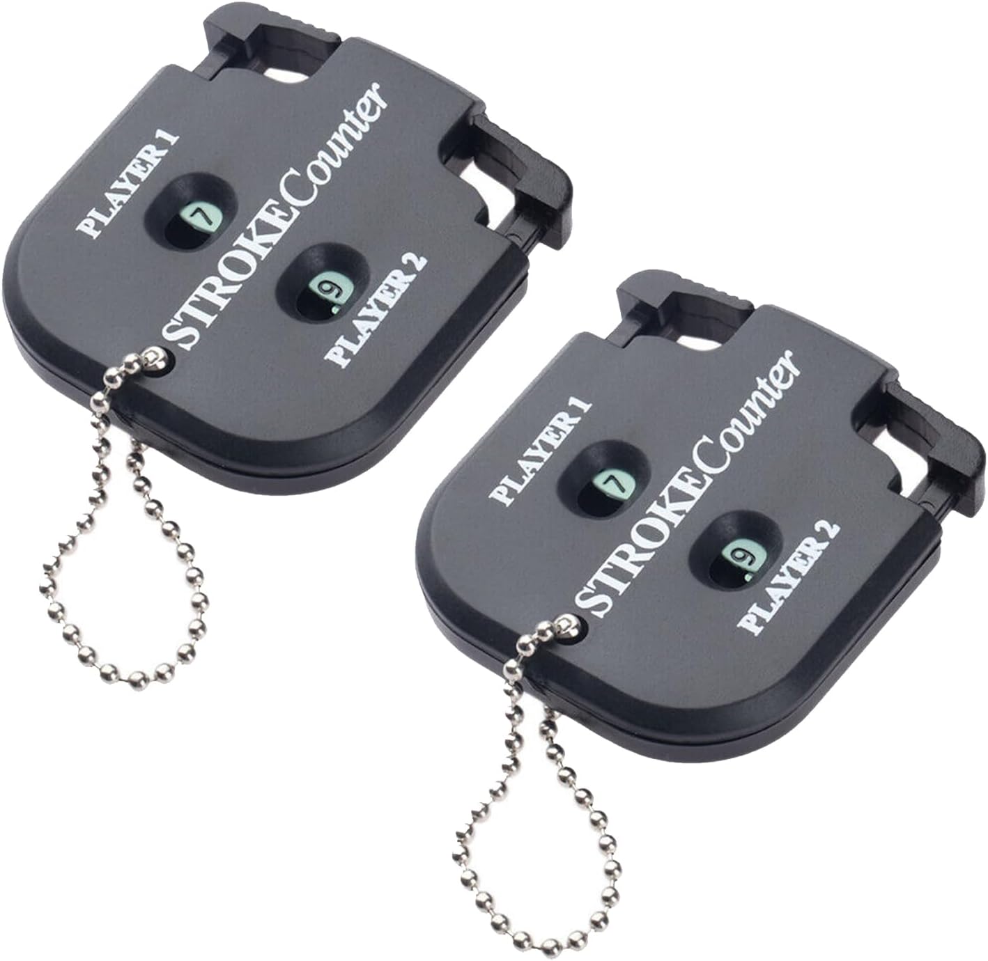 KARELLS Compteur Manuel de Golf,Compteur de Score de Golf,Golf 2 Player Stroke Counter,2 Personnes/Score Counter,Compteur de Coups avec Porte-clés,pour Le Golf et Autres Jeux de Balle,2Pcs