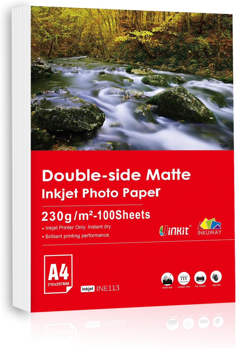 A4 100 Feuilles Impression Recto Verso pour Papier Double Face Mat 230gsm Papier Photo Jet d'encre pour Brochures