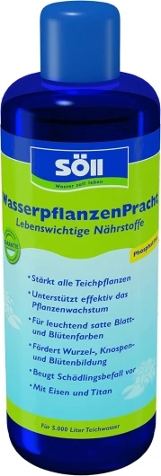 Söll 11320 Engrais pour Plantes Aquatiques 500 ML – Produit d'entretien sans Phosphate avec Fer et Titane pour Engrais de Plantes Aquatiques, nénuphars et Roses d'étang dans l'étang de Jardin 500 ml für 5.000 Liter
