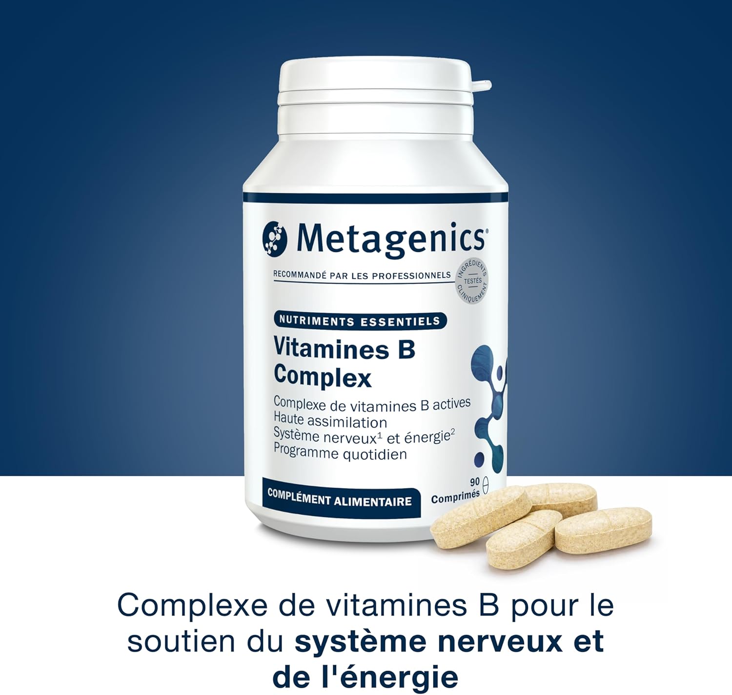 Complexe Vitamines B Haute Puissance - B12 Méthylée & Folate Actif, Énergie, Système Nerveux & Fonctions Psychologiques, 90 Comprimés Végan