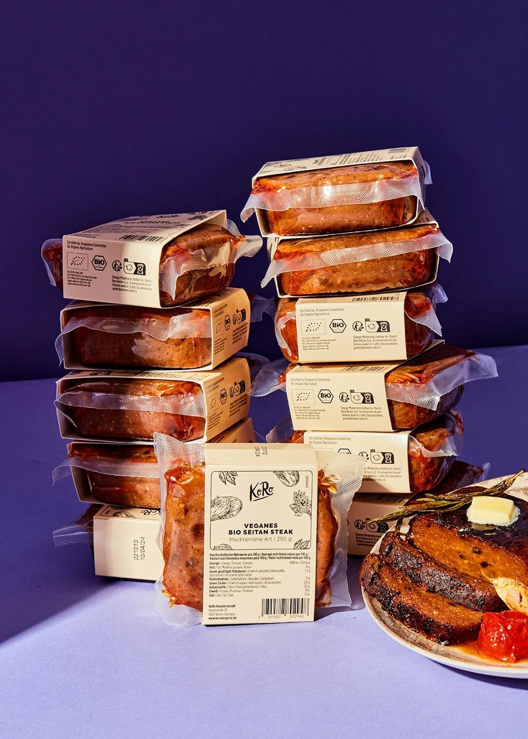 Steak de seitan bio à la méditerranéenne 12 x 250 g Mediterranéen en steak