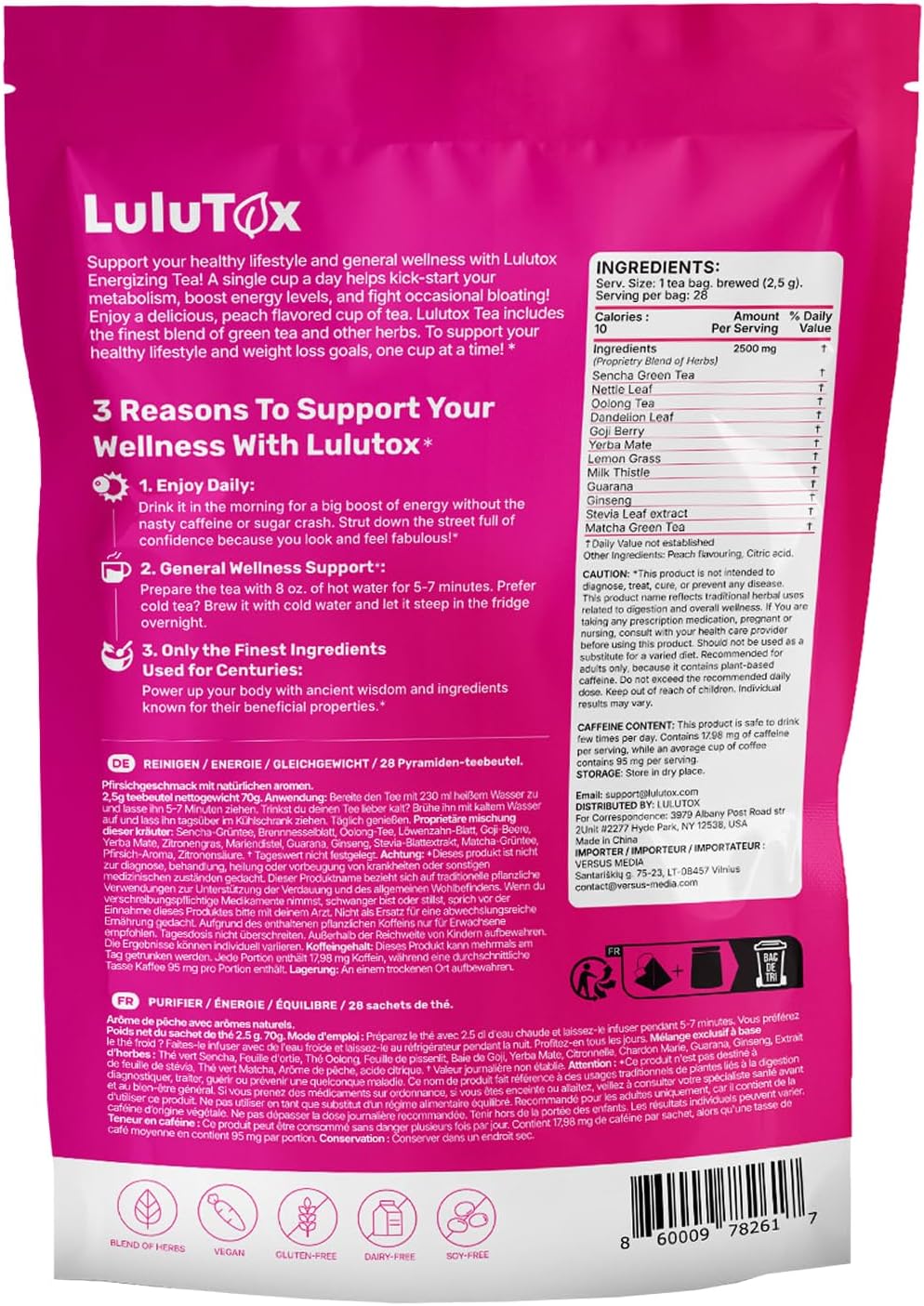Thé Détox – Mélange de Plantes pour le Bien-être avec Pissenlit, Ginseng et Gingembre – Infusion pour Ballonnements, Ménopause, Gestion du Poids et Vitalité – 84 Sachets 84 unités (Lot de 3)