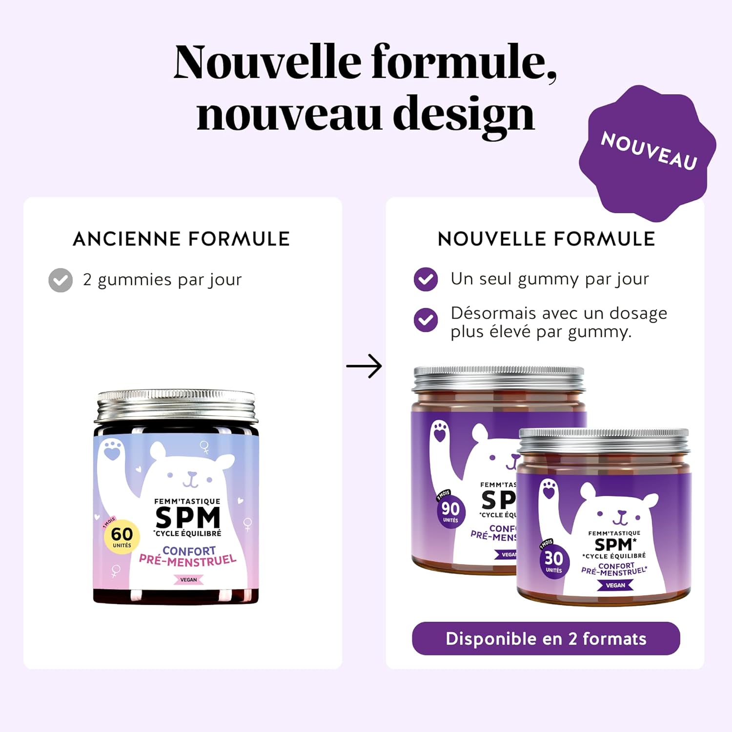 Femm'tastique SPM Cycle équilibré - Confort prémenstruel - avec 30mg de Poivre des moines, Vitamine B6 et Extrait de Dong Quai - 90 unités (3 Mois) - Vegan - Bears with Benefits