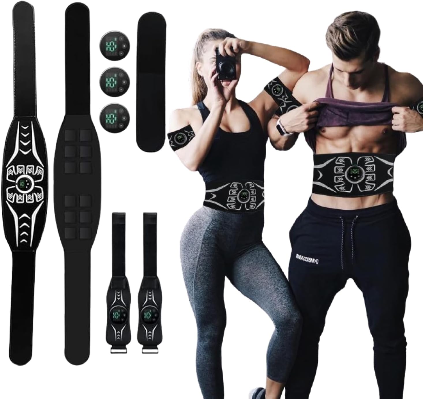 Électrostimulateur Musculaire, Toner pour Abdominaux, Machine d'Entraînement, Ceinture Tonifiante, Rechargeable USB pour Fitness à Domicile et au Bureau, Équipement de Musculation pour Hommes et Femme