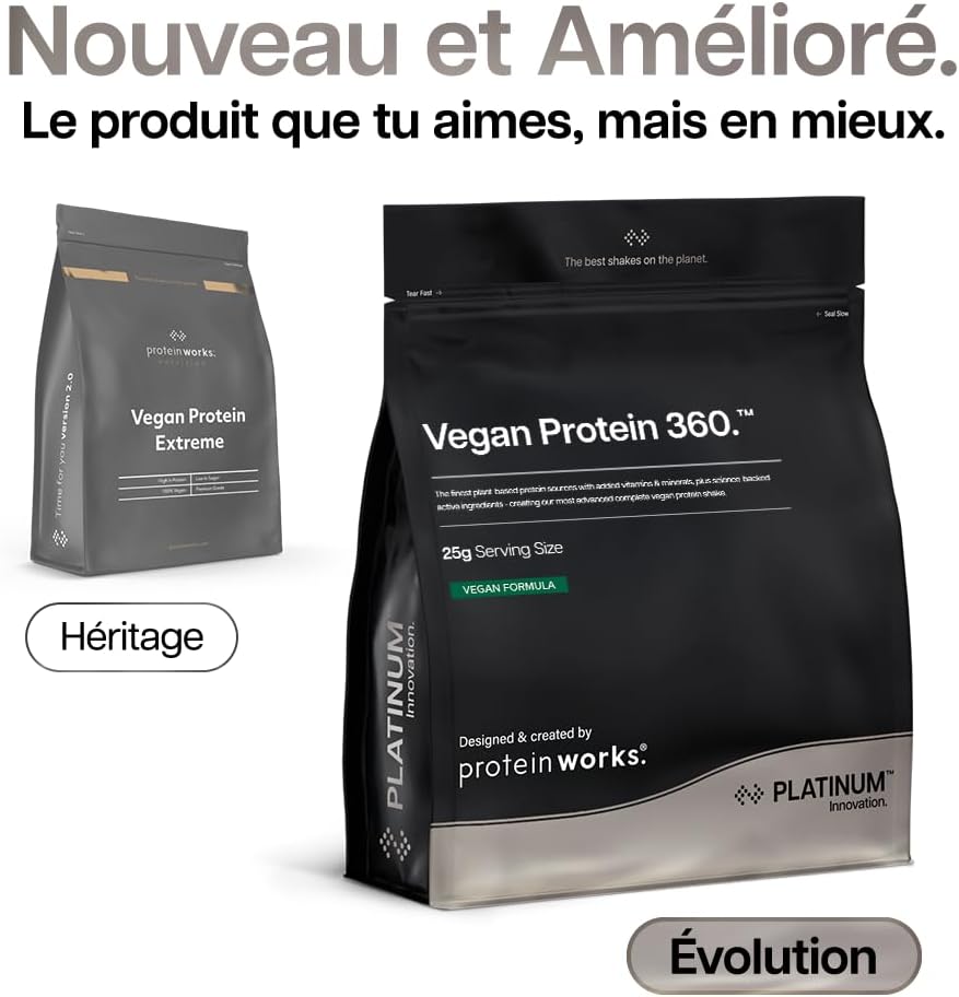 Protein Works - Vegan Protein 360 – PLATINUM Innovation, Poudre Protéine Vegan Premium, Shake Protéiné Végétal, Vitamines & Minéraux Essentiels, Faible Sucre, Caramel Salé, 57 Portions, 2kg Caramel salé 2 kg