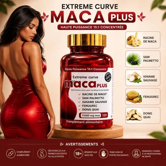 MACA PLUS – EXTREME CURVE – Complément Bien‑Être à Base de Plantes pour Accompagner l’Apparence des Courbes Féminines