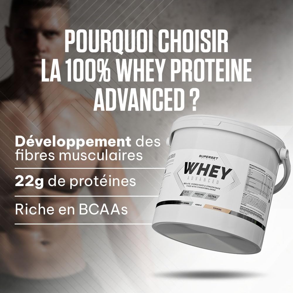 100% Whey Proteine Advanced (4kg) - Whey protéine - Pure Whey ultra-filtrée : 3 sources de protéines de haute qualité avec absorption rapide - Vanille Crémeuse