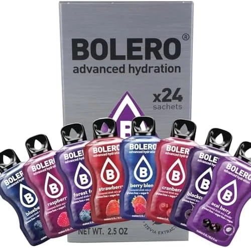 Bolero boissons BERRY MIX STICKS 24x3g I boisson rafraîchissante en poudre sans sucre édulcorée à la stévia - boisson hypocalorique à la vitamine C