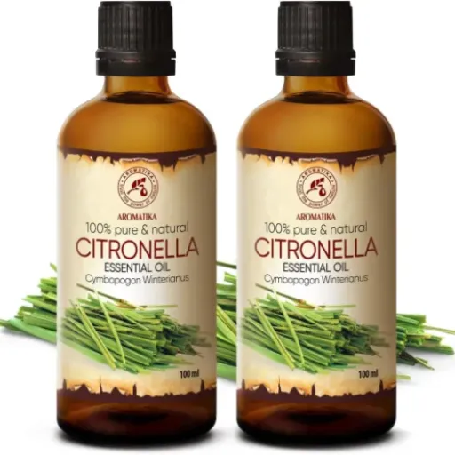 Test Huile essentielle de citronnelle AROMATIKA 200 ml : grosse bouteille, odeur bien présente et anti-moustiques sérieux