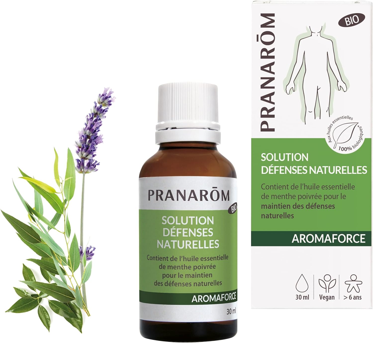 PRANARÔM - Aromaforce - Solution Défenses Naturelles - Synergie Huiles Essentielles 100% Bio - Maintient L'Immunité - 30ml 30.00 ml (Lot de 1) Menthe Poivrée