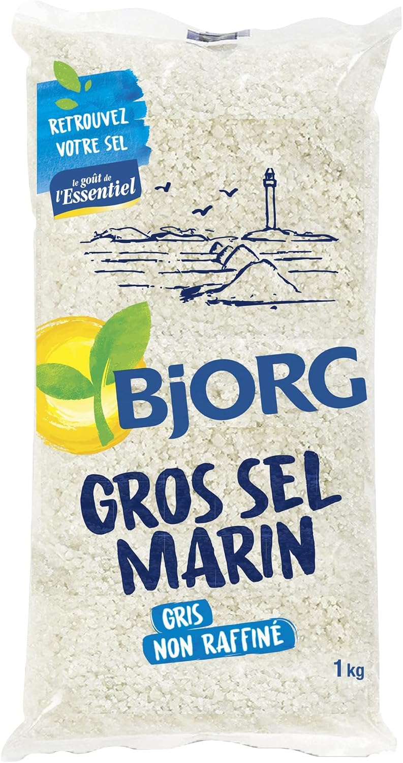 Gros Sel Marin Gris Non Raffiné - Naturellement Parfumé par les Algues Marines-1 kg