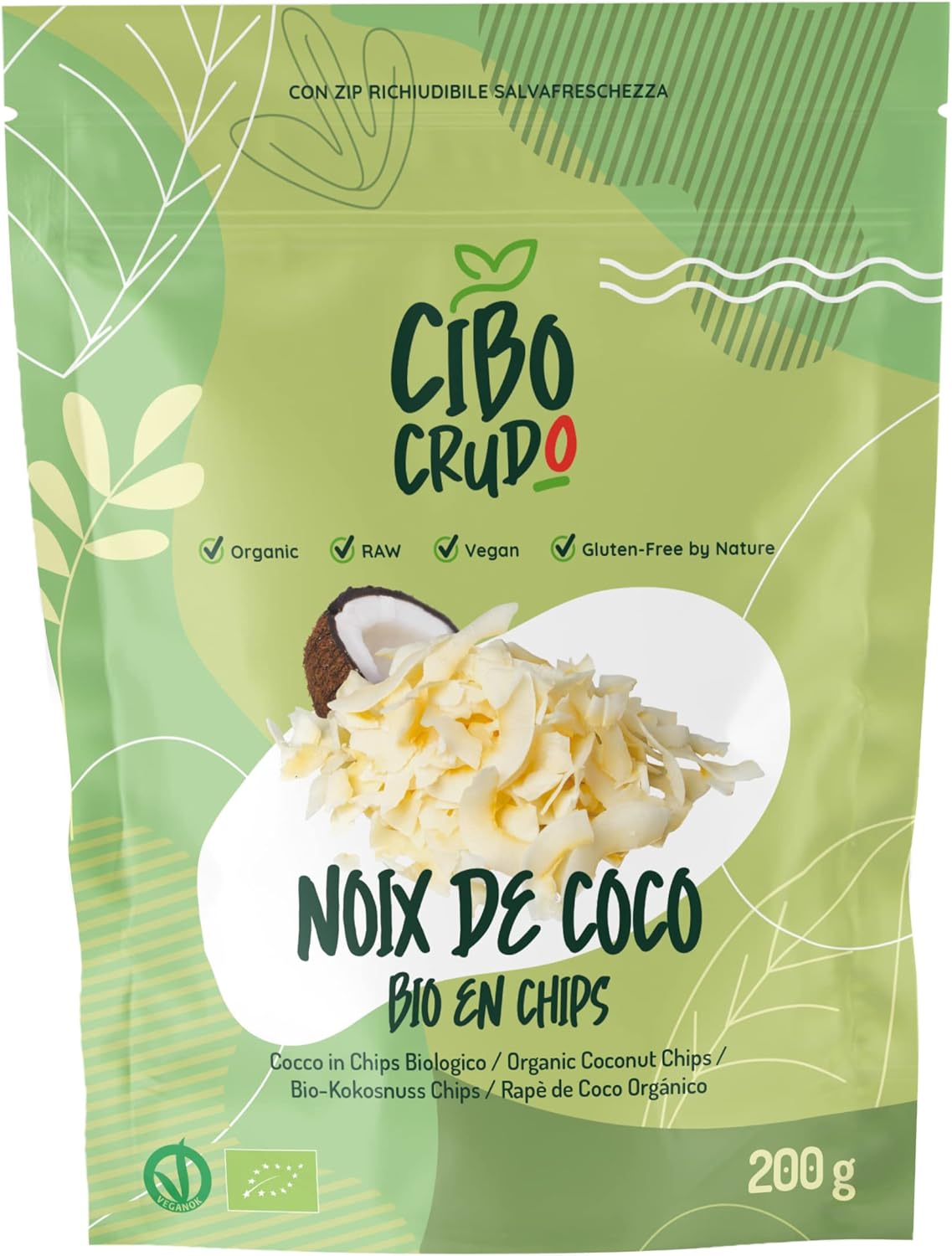 Chips de Coco Bio - 200g - Copeaux de Noix de Coco non Soufrés et non Sucrés - De l'Agriculture Biologique - Séché au Soleil Rapé Noix de Coco pour Casse-Croûte ou Recettes Sucrées - Chips de Coco 250 g ( Lot de 1 )