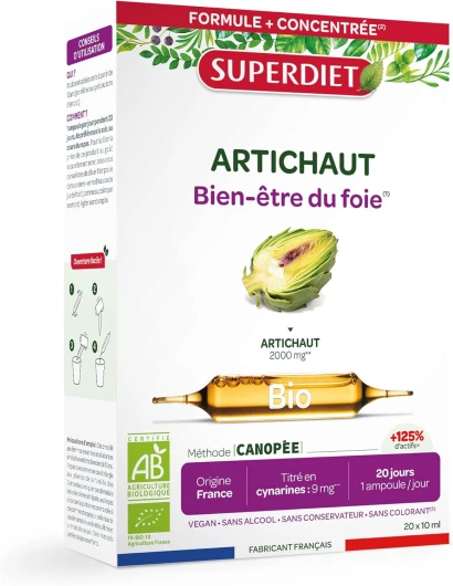 ARTICHAUT BIO – Bien-être du foie – Phytothérapie – Fabrication Française – 20 ampoules de 10 ml