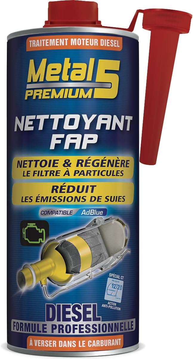 Nettoyant FAP Diesel - 1L - Metal 5 Premium - Traitement alliant une combinaison d’additifs pour éviter l’encrassement des FAP et facilite la régénération des FAP