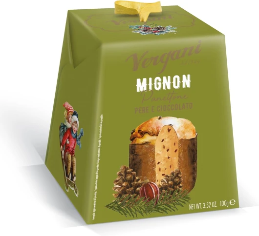 Mini Panettone Poires Chocolat Mignon - Panettone italien traditionnel confectionné à Milan - Gâteau de Noël typique en Italie - Produit italien - Idée cadeau Noël Poires et chocolat