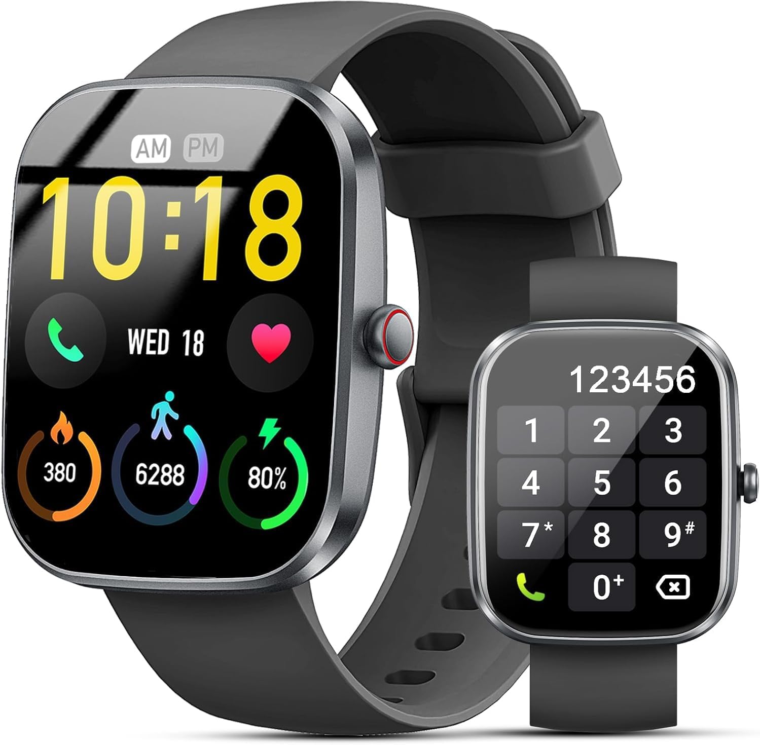 Montre Connectée Homme Femme, 1.91" Smartwatch avec Appel Bluetooth, IP68 Étanche Montre Connectee avec 110+ Sportifs, Moniteur de Fréquence Cardiaque/SpO2/Sommeil, Montre Podomètre pour Android iOS Noir Vif
