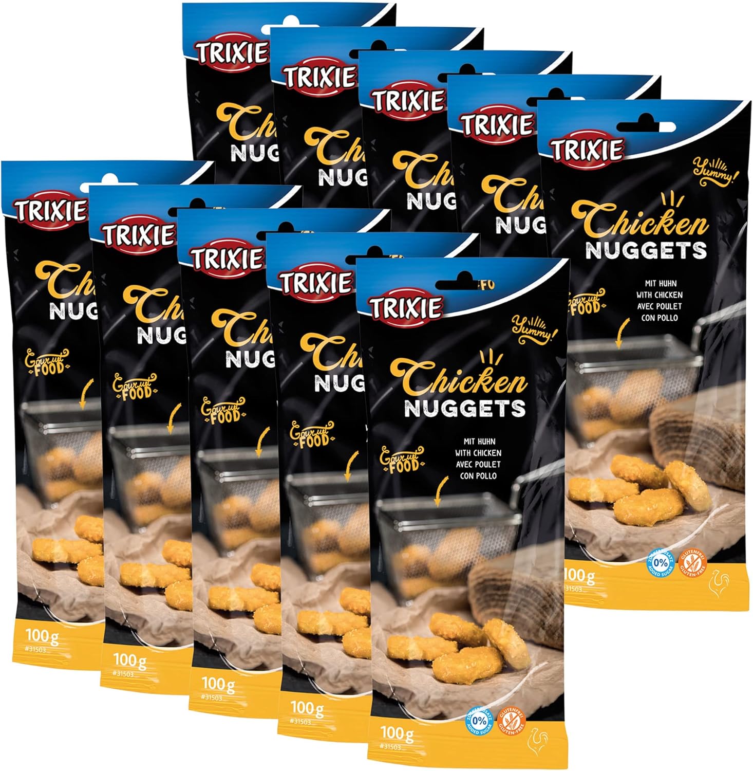 Nuggets de poulet 10 x 100 g – avec de la viande de poulet vraiment savoureuse – Gourmet – sans gluten 1 kg (Lot de 1)