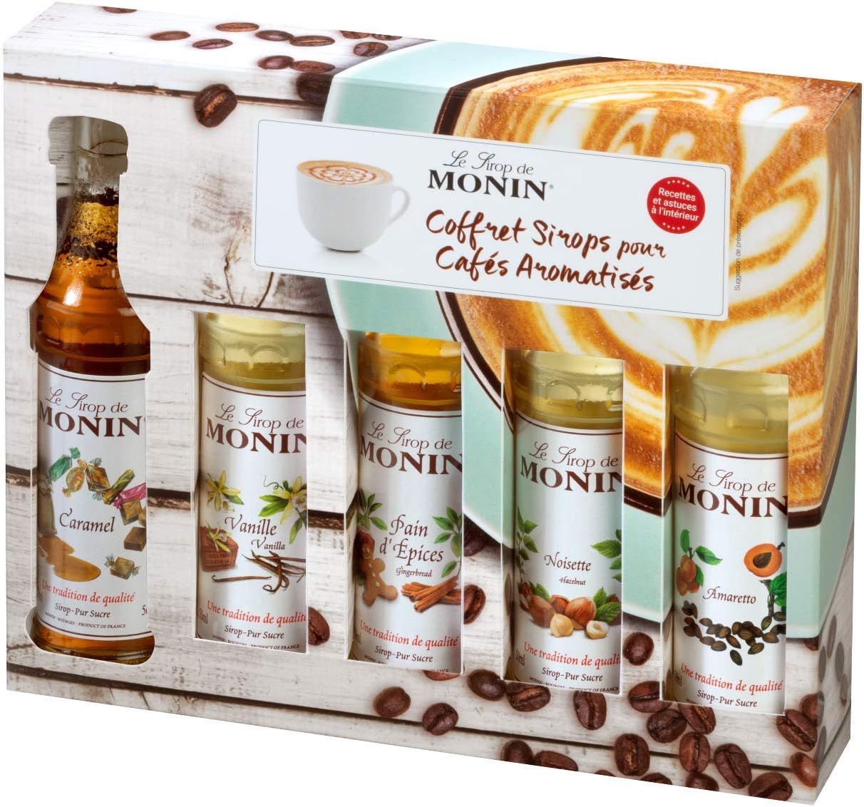 Coffret pour Boissons Chaudes - Caramel, Amaretto, Noisette Grillée, Pain d'Épices et Vanille - 5x5cl Vanille 50 ml (Lot de 5)