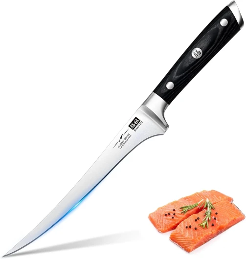Couteau à Filet 18cm, Couteau à Poisson Professionnel, Couteau Filet de Sole Couteau à Fileter Poisson en Acier Inoxydable Allemand - CLASSIC Series
