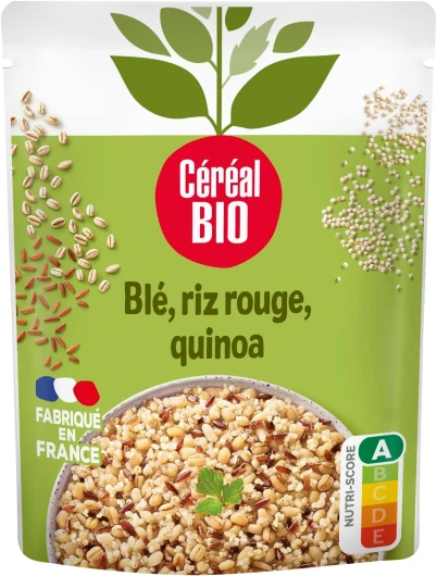 Blé, Riz Rouge, Quinoa - Plat Cuisiné Individuel Micro Onde - Bio et Vegan - 1 à 2 Personne(s) - 1 Sachet Souple 220 g Blé riz rouge quinoa Unique