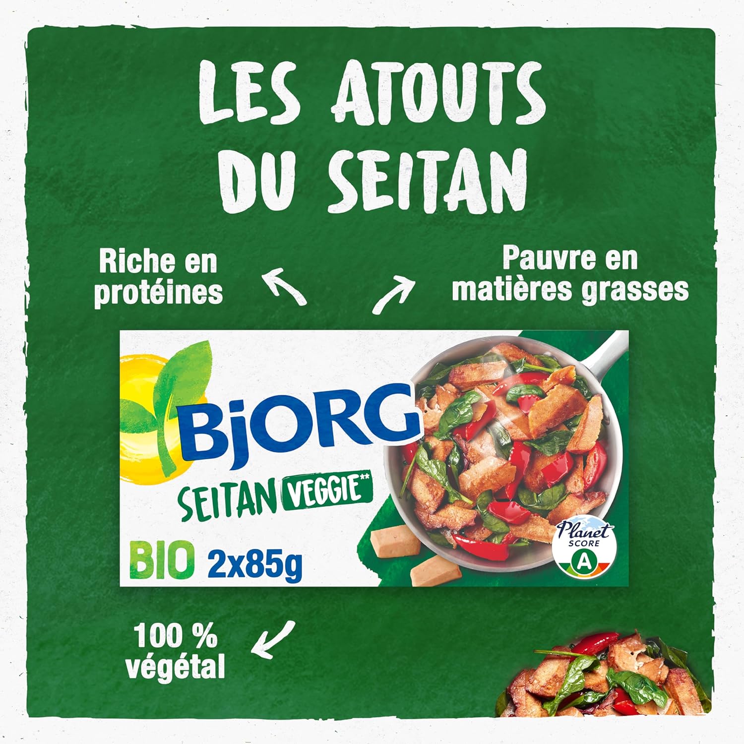 Seitan Bio Veggie - Riche en protéines - Pauvre en Matières grasses - 170 g (2 x 85 g) 85 g (Lot de 2)