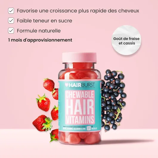 HAIR BURST Gummies Vitaminés de à la Biotine pour des Cheveux plus Longs et plus Épais — Ajout de Zinc, de Vitamine C et de Sélénium - 1 Mois d'Approvisionnement (Paquet de 60 Bonbons Gélifiés) 60 unité (Lot de 1)