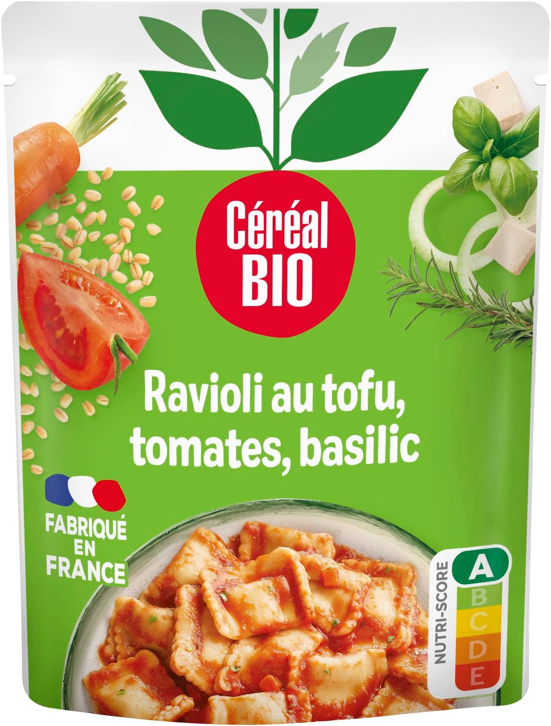 Ravioli, Tomates, Tofu & Basilic - Sachet Micro-ondable, Rapide à Réchauffer - Végan et Bio - 267g - 204903 (L'emballage peut varier) 267 g (Lot de 1) Tofu & Basilic